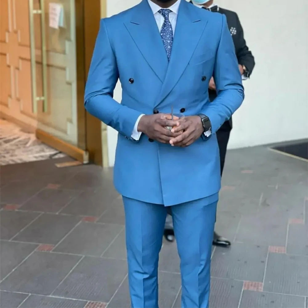2024 Blue Double Breasted Elegant Men Suits Smart Casual Slim Fit Blazers Business High Quality Custom 2 Piece Set Costume Homme
2024 Blue Double Breasted Elegant Men Suits Smart Casual Slim Fit Blazers Business High Quality Custom 2 Piece Set Costume Homme