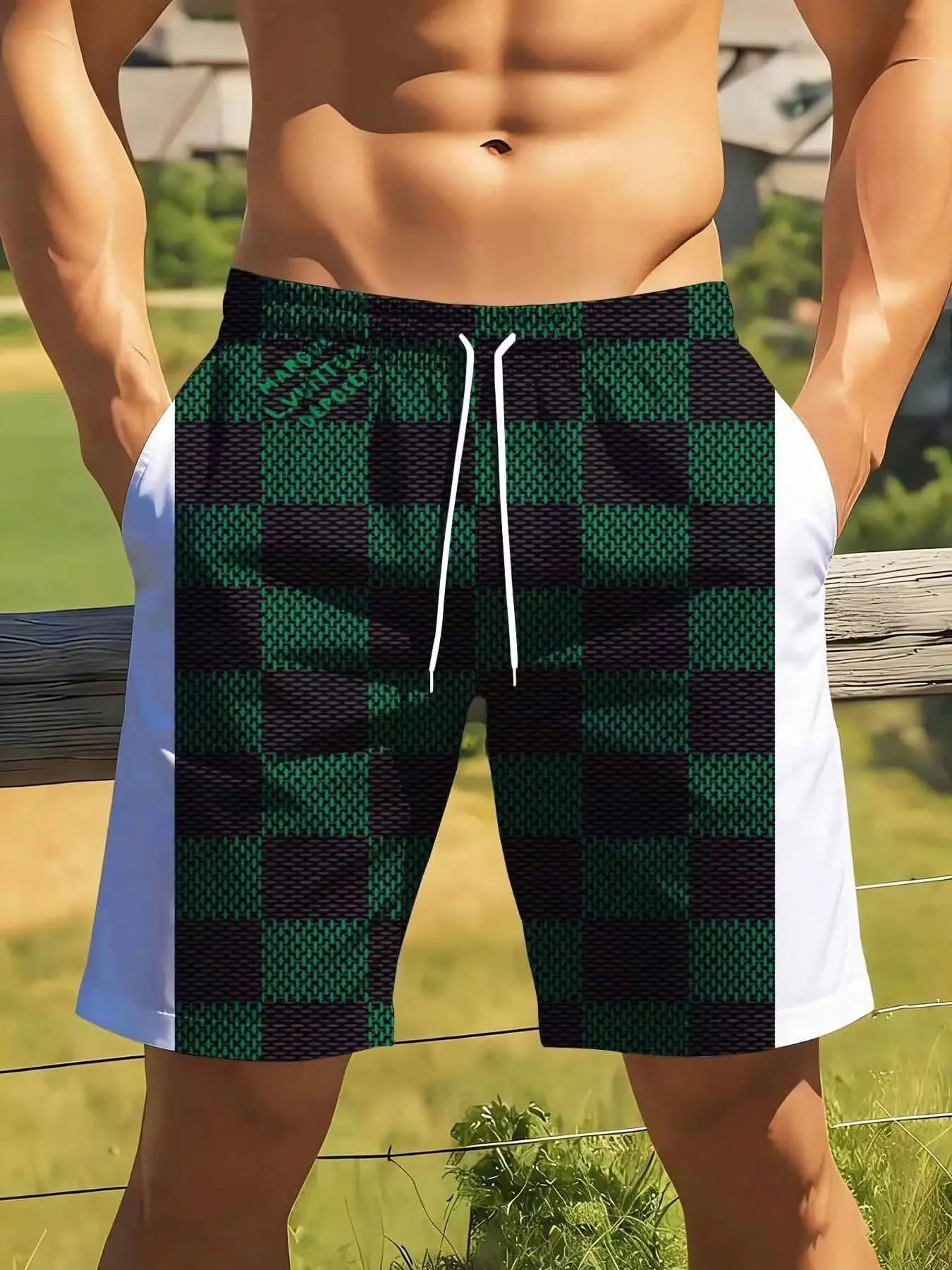 Men's Plaid Swim Trunks With Drawstring Waist And Side Pockets For Beach And Outdoor Activities Summer Fashion Swimwear
Men's Plaid Swim Trunks With Drawstring Waist And Side Pockets For Beach And Outdoor Activities Summer Fashion Swimwear