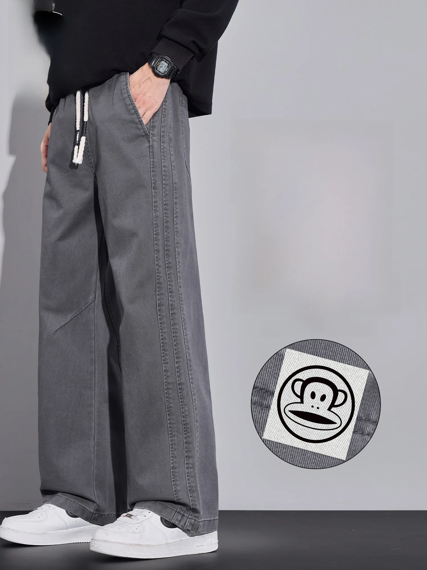 Мужские брюки PaulFrank из чистого хлопка с широкими штанинами, повседневные прямые брюки в рабочем стиле, весенний тренд, ретро, свободный крой, удобные, длинные
Мужские брюки PaulFrank из чистого хлопка с широкими штанинами, повседневные прямые брюки в рабочем стиле, весенний тренд, ретро, свободный крой, удобные, длинные