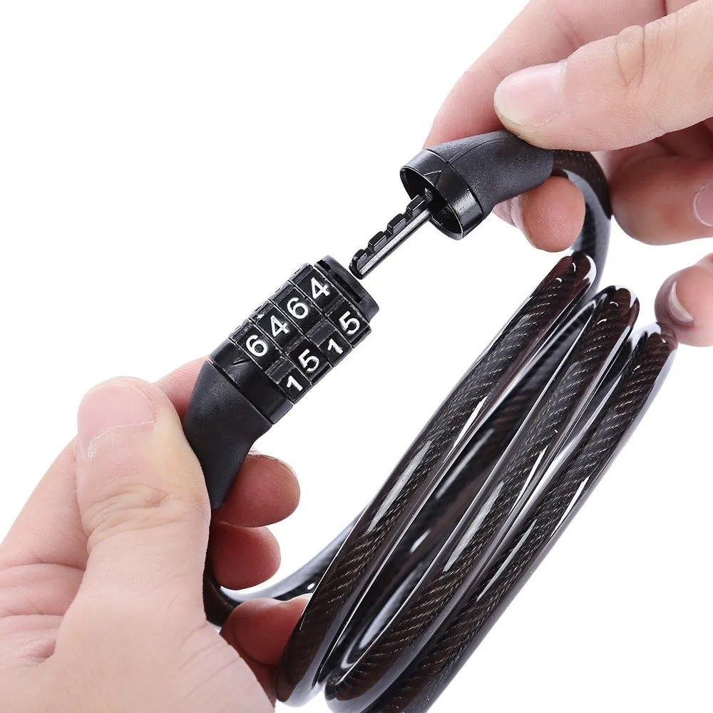 2PCS 4 Digit Combination Bike Lock Pre-Set Digit Keyless Combination Code Lock Easy To Use Coiling Steel Cable Lock Anti-Theft