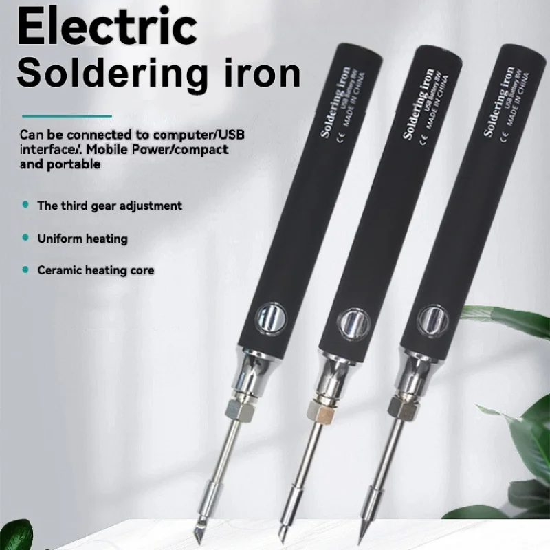 USB 5V 8W Portable Cordless Soldering Iron pen with Type-C Fast Charge & 3-Second Heat Up,Convenient Welding Repair Tool Set
USB 5V 8W Portable Cordless Soldering Iron pen with Type-C Fast Charge & 3-Second Heat Up,Convenient Welding Repair Tool Set