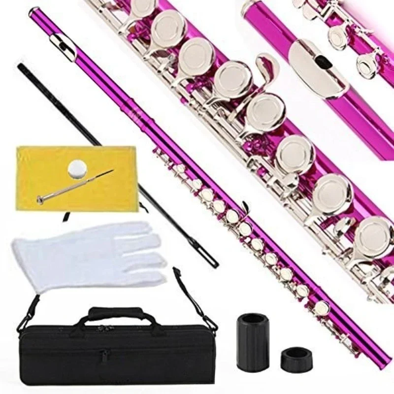 Color flute pink body nickel key 16 closed hole, plus E key C flute instrument, cloth bag leather box optional
Color flute pink body nickel key 16 closed hole, plus E key C flute instrument, cloth bag leather box optional