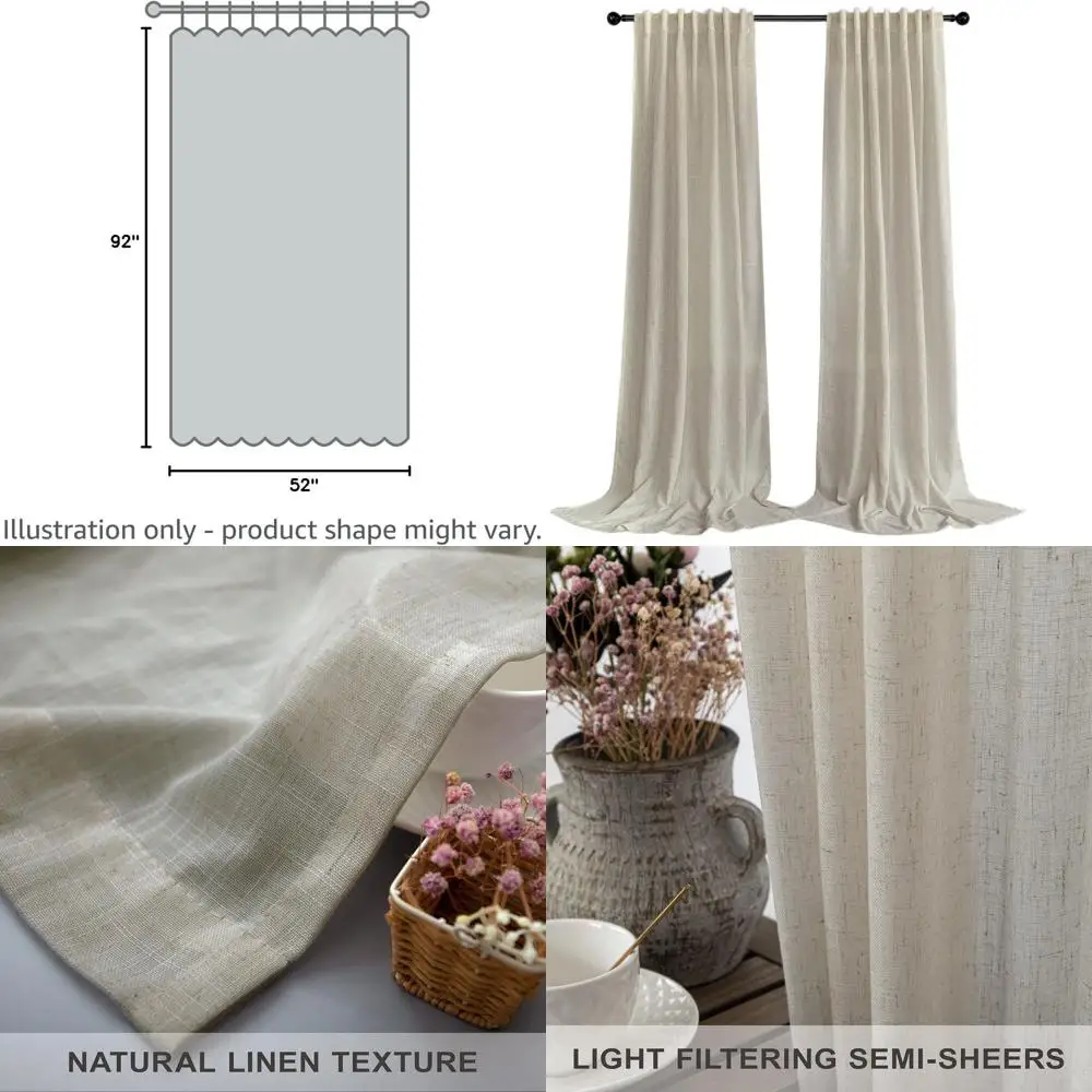 92 бежевых льняных шторы, набор из 2 панелей для гостиной и столовой, плиссированные на спине, стиль фермерского дома в деревенском стиле
92 бежевых льняных шторы, набор из 2 панелей для гостиной и столовой, плиссированные на спине, стиль фермерского дома в деревенском стиле