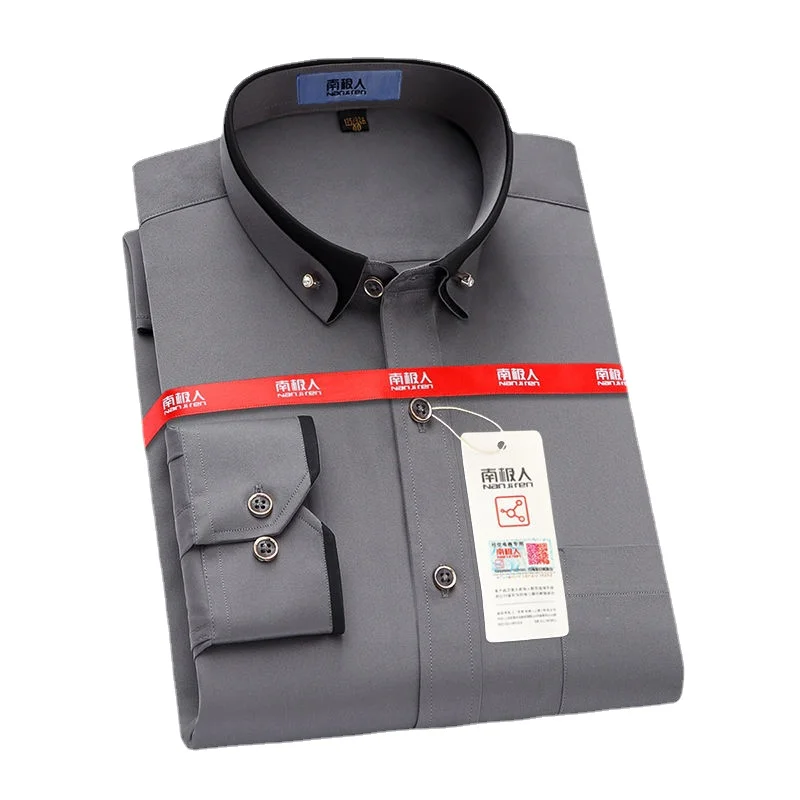 Stretch Long Sleeve Shirt Men's Gray Business Casual Buckle Collar Dress Shirts Men 2022 Elastic Non-Ironing Korean Clothes
Stretch Long Sleeve Shirt Men's Gray Business Casual Buckle Collar Dress Shirts Men 2022 Elastic Non-Ironing Korean Clothes
