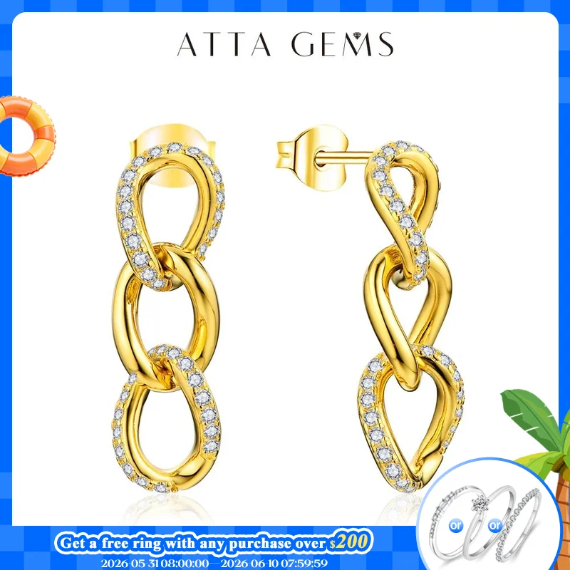 ATTAGEMS D VVS1 Moissanite Earrings for Women s925 Sterling Silver Chain Link Drop Earring Modern Trendy Statement Party Jewelry
ATTAGEMS D VVS1 Moissanite Earrings for Women s925 Sterling Silver Chain Link Drop Earring Modern Trendy Statement Party Jewelry