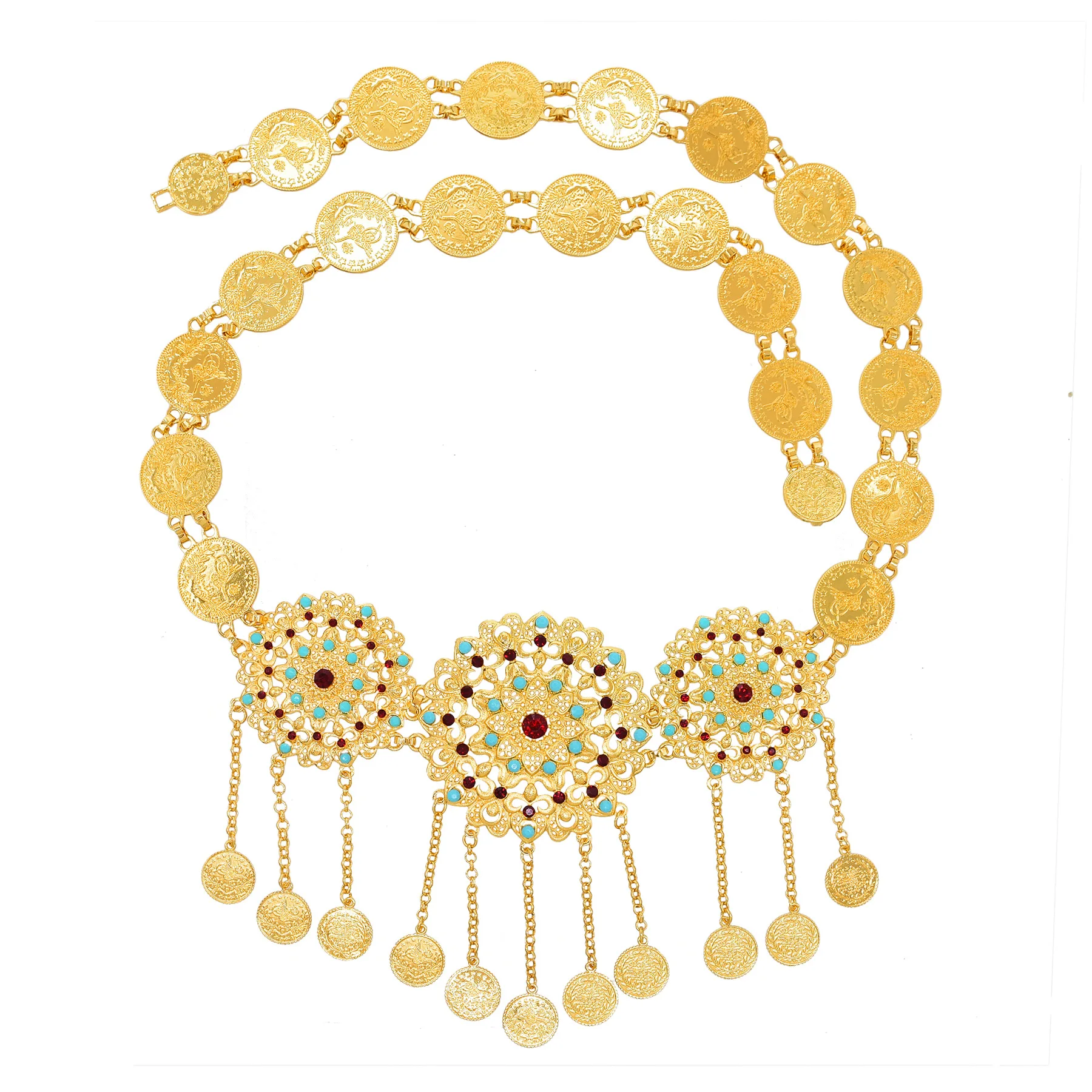Fashion Gold Plated Colorful Acrylic Rhinestone Hollow Flower Coin Long Tassel Waist Belly Chains Belt Boho Women's Body Jewelry
Fashion Gold Plated Colorful Acrylic Rhinestone Hollow Flower Coin Long Tassel Waist Belly Chains Belt Boho Women's Body Jewelry