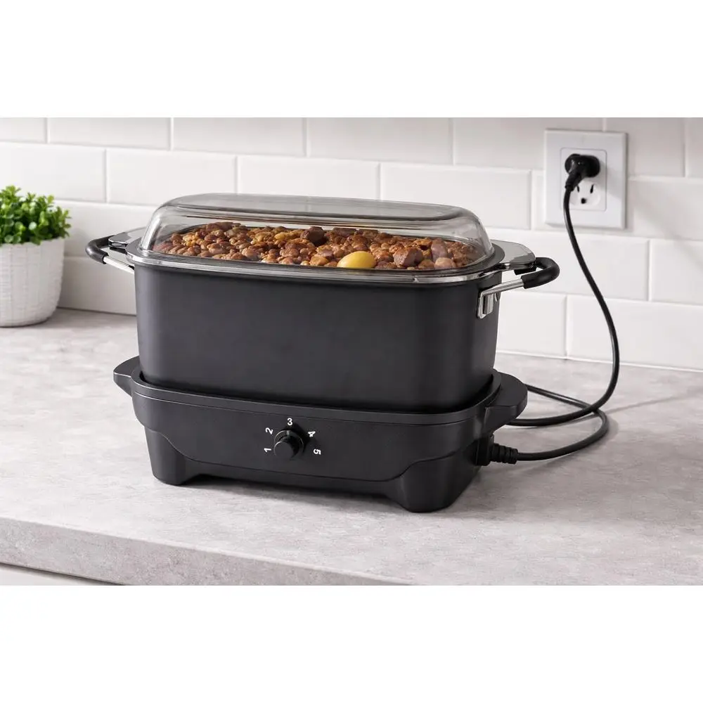 Plata 8 QT lat Base Slow Cooker with Glass Lid, 5 Heat Settings, Nonstick Interior, Cool Touch Handles, Electric amily Size Croc
Plata 8 QT lat Base Slow Cooker with Glass Lid, 5 Heat Settings, Nonstick Interior, Cool Touch Handles, Electric amily Size Croc