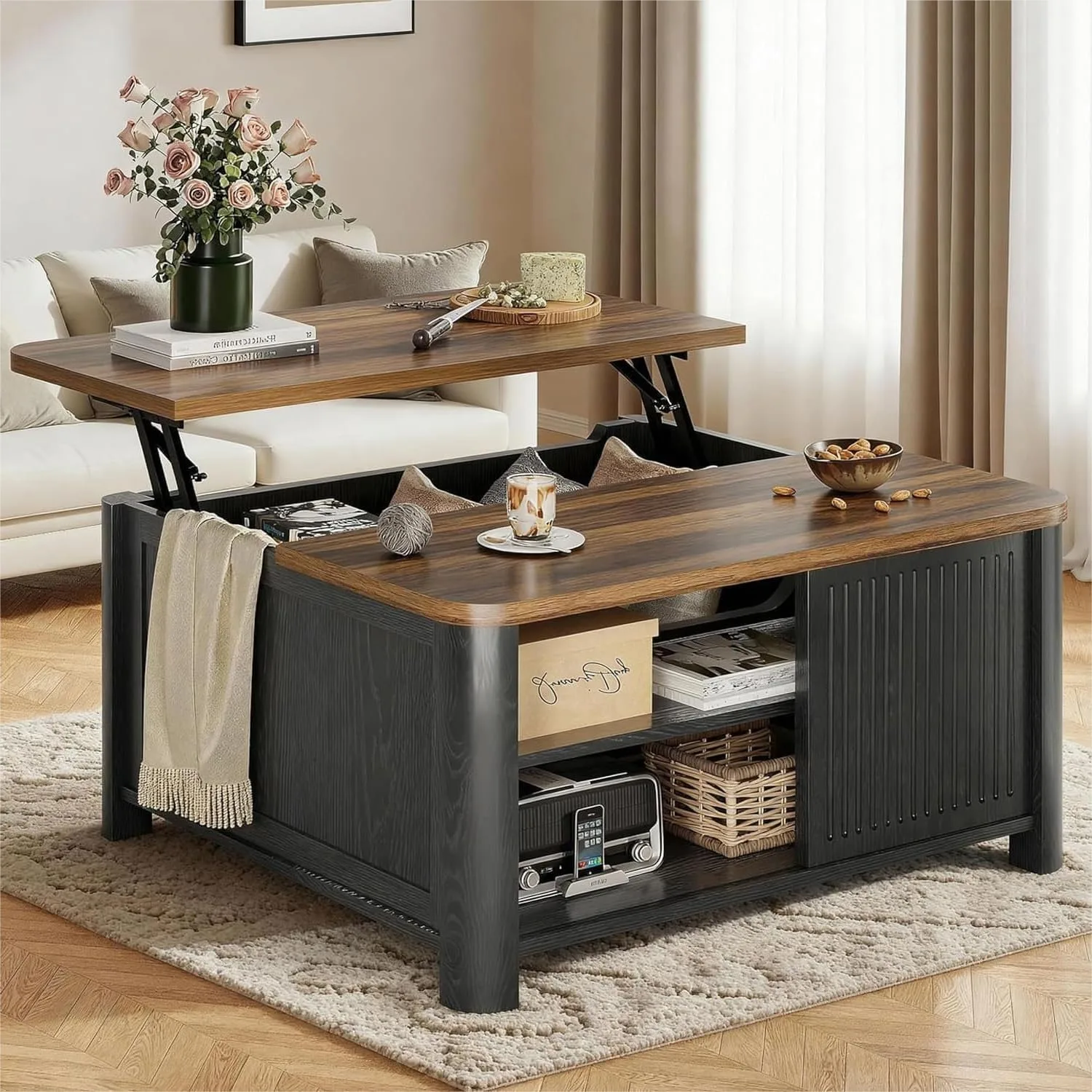 Lift Top Coffee Table with Storage, Mid Century Modern Square Coffee Table for Living Room, Hidden Compartment & Adjustable
Lift Top Coffee Table with Storage, Mid Century Modern Square Coffee Table for Living Room, Hidden Compartment & Adjustable