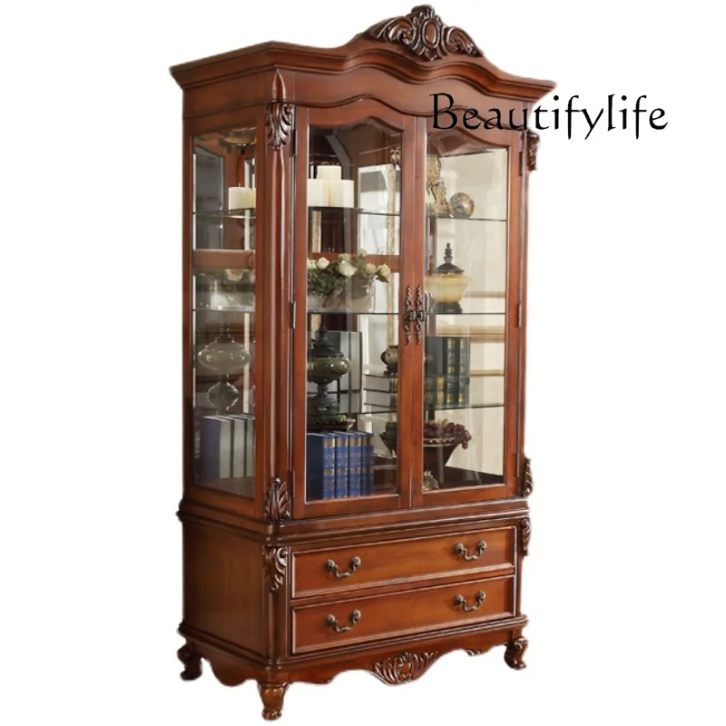 American Wine Cabinet Simple Solid Wood Bookcase Double Door Display Cabinet Glass Door Hotel Restaurant Showcase
American Wine Cabinet Simple Solid Wood Bookcase Double Door Display Cabinet Glass Door Hotel Restaurant Showcase