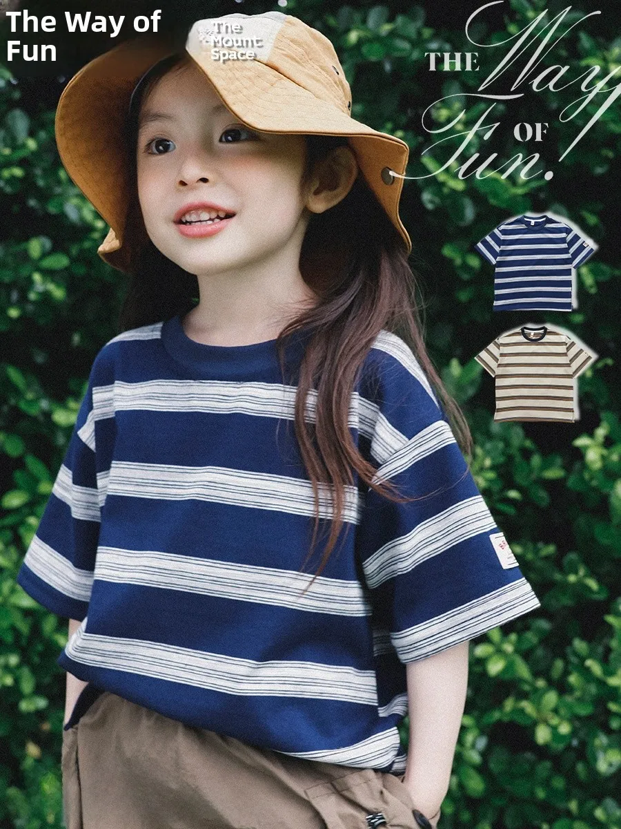 Outdoor Children's Striped Half Sleeve T-shirt Summer New Style Casual Standard Fit Cotton Polyester Blend Breathable round Neck
Outdoor Children's Striped Half Sleeve T-shirt Summer New Style Casual Standard Fit Cotton Polyester Blend Breathable round Neck