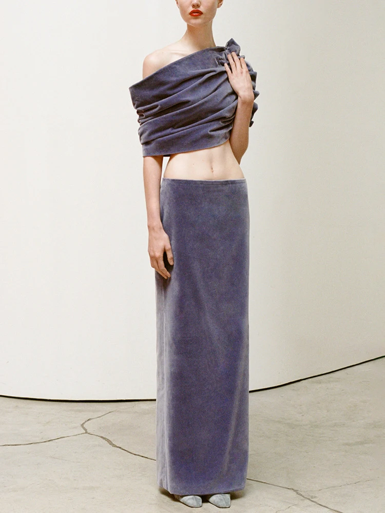 Women Purple Skirts Two Piece Set Sexy Sleeveless Ruched Short Top & Long Slim Skirt Suits Party Evening Cocktail Set
Women Purple Skirts Two Piece Set Sexy Sleeveless Ruched Short Top & Long Slim Skirt Suits Party Evening Cocktail Set