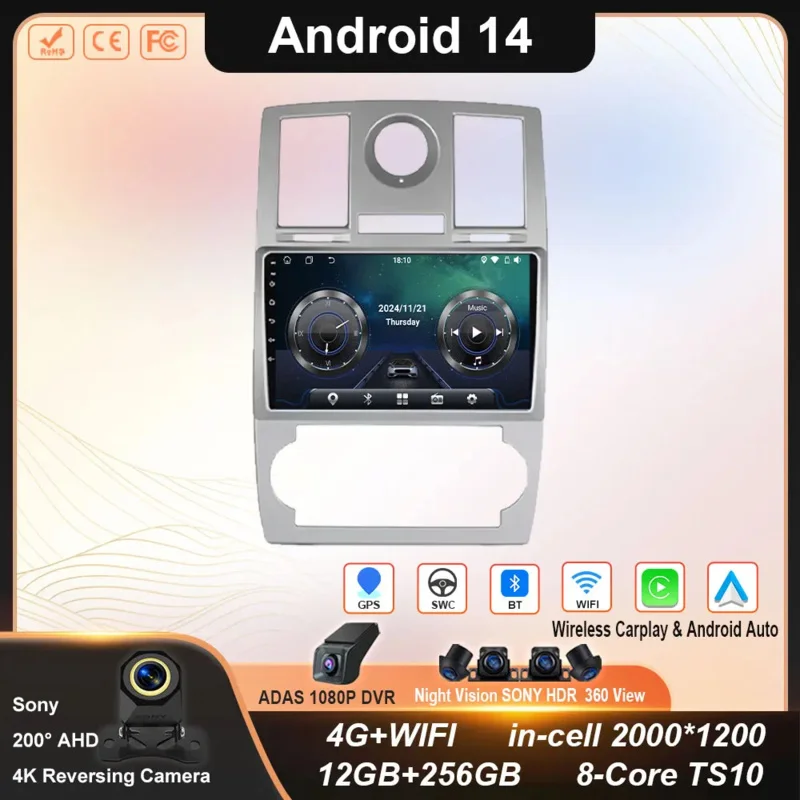Car Radio Android 14 Carplay For CHRYSLER 300C 2004 - 2011 GPS Navigation Android Auto Stereo 5G BT Wifi Video Bluetooth No 2din
Car Radio Android 14 Carplay For CHRYSLER 300C 2004 - 2011 GPS Navigation Android Auto Stereo 5G BT Wifi Video Bluetooth No 2din