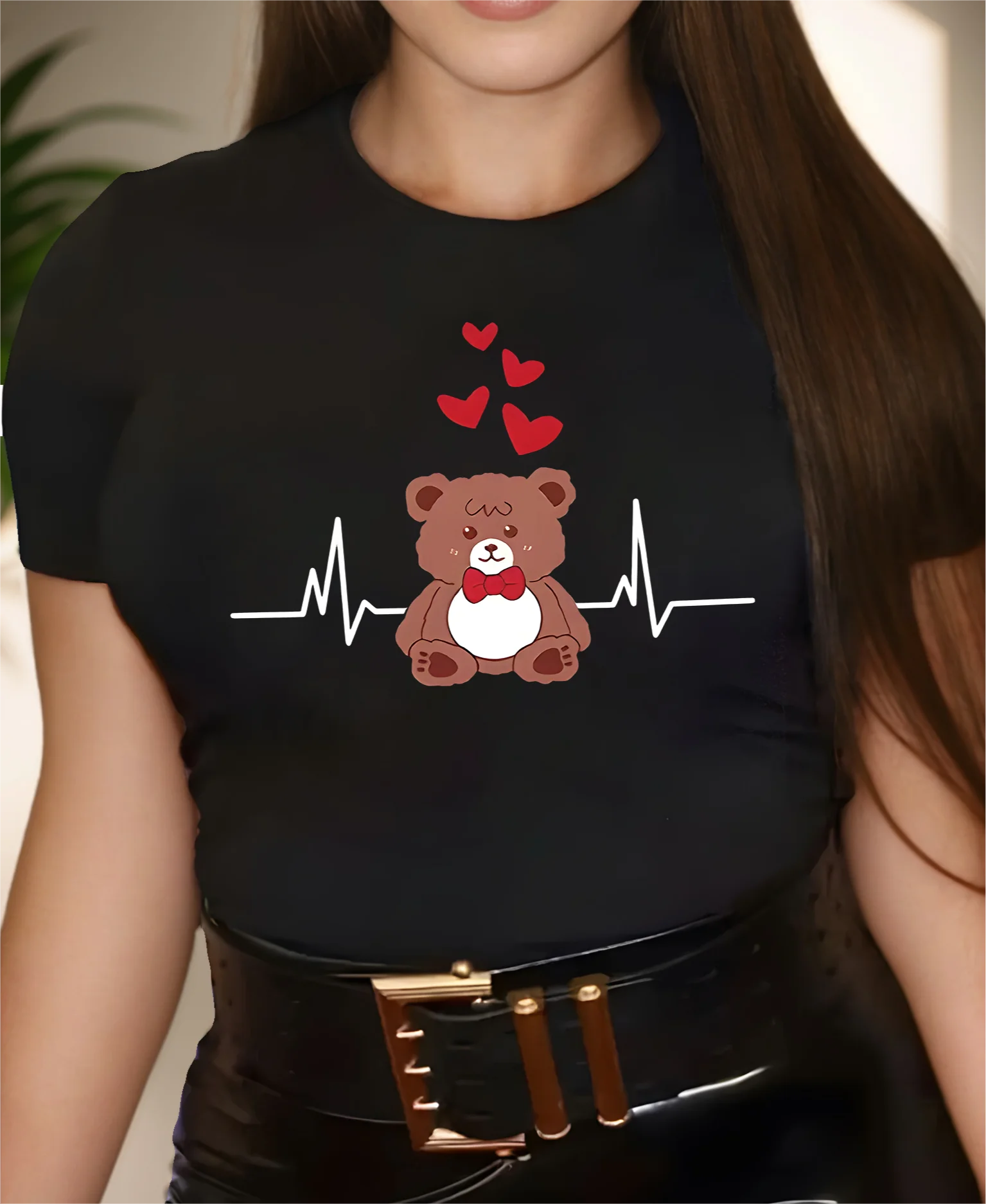 Plus Size Women Bear Print T-shirt Short Sleeve Round Collar Loose 5XL Summer Tees Fashion Oversize Black T Shirt for Women
Plus Size Women Bear Print T-shirt Short Sleeve Round Collar Loose 5XL Summer Tees Fashion Oversize Black T Shirt for Women