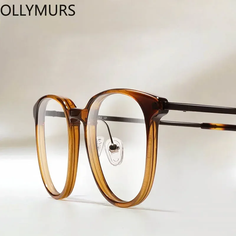 Ollymurs Spectacles Unisex Full Rim Acetate Eyeglasses Brown Color Glasses Frame Optical 2A53 Titanium Frame Prescription
Ollymurs Spectacles Unisex Full Rim Acetate Eyeglasses Brown Color Glasses Frame Optical 2A53 Titanium Frame Prescription