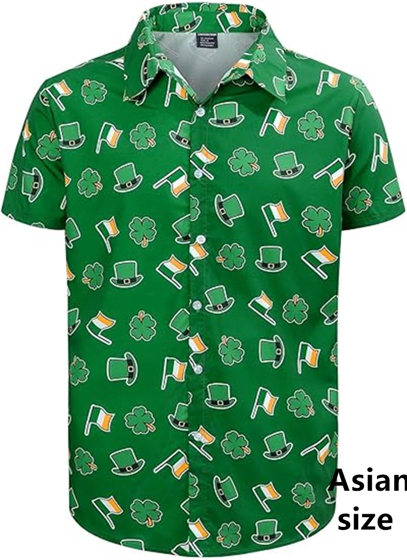 Mens St. Patricks Day Shirts 3D Print Four Leaf Clover Graphic Short Sleeved Shirt Women Fashion Street Wear Button Shirt Blouse
Mens St. Patricks Day Shirts 3D Print Four Leaf Clover Graphic Short Sleeved Shirt Women Fashion Street Wear Button Shirt Blouse