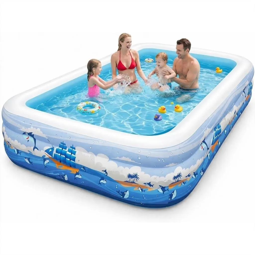 Inflatable Pool for Kids and Adults, 102"x63"x22" Family Full-Sized Swimming Pool, Durable Thickened Above Ground Blow Up Pool
Inflatable Pool for Kids and Adults, 102"x63"x22" Family Full-Sized Swimming Pool, Durable Thickened Above Ground Blow Up Pool