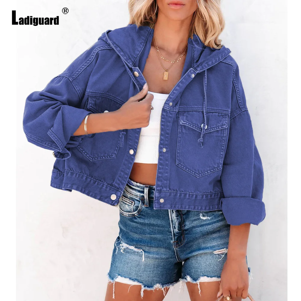 Ladiguard 2022 Single Breasted Demin Jackets Long Sleeves Hooded Jean Coats Women Casual Street Outwear Royal Blue Denim Hoodies
Ladiguard 2022 Single Breasted Demin Jackets Long Sleeves Hooded Jean Coats Women Casual Street Outwear Royal Blue Denim Hoodies
