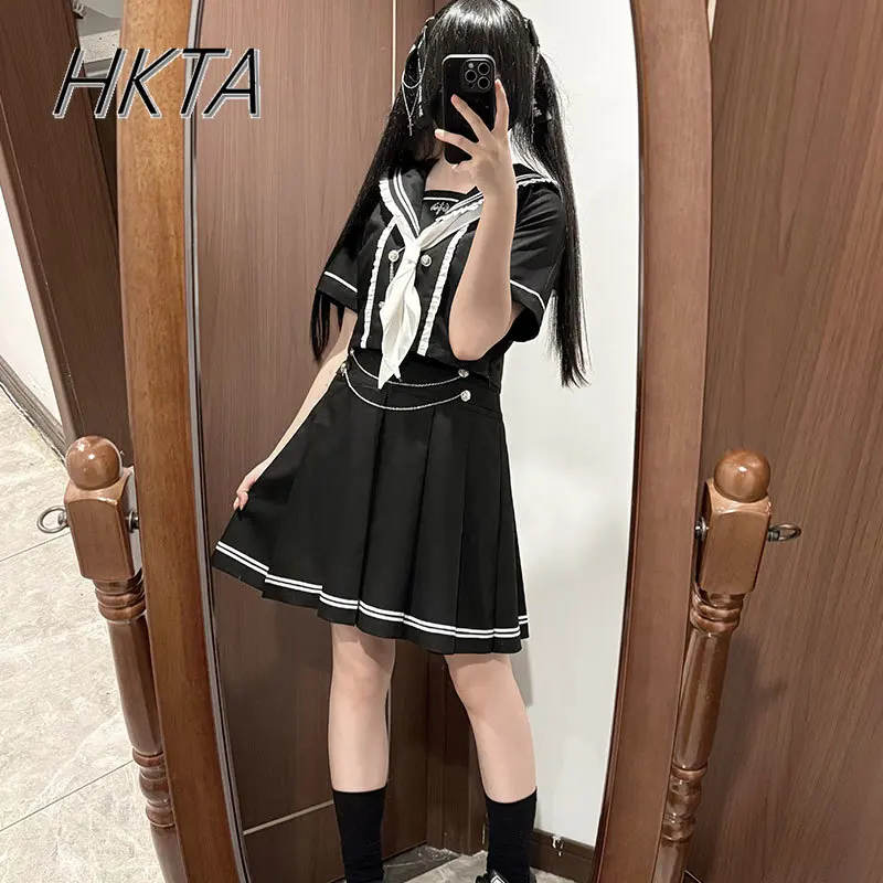 Navy Collar Sailor Uniform Skirt Set Subculture Bow Tie Long Short Sleeve Blouse JK College Style Shirt Top Pleated Skirt Women
Navy Collar Sailor Uniform Skirt Set Subculture Bow Tie Long Short Sleeve Blouse JK College Style Shirt Top Pleated Skirt Women