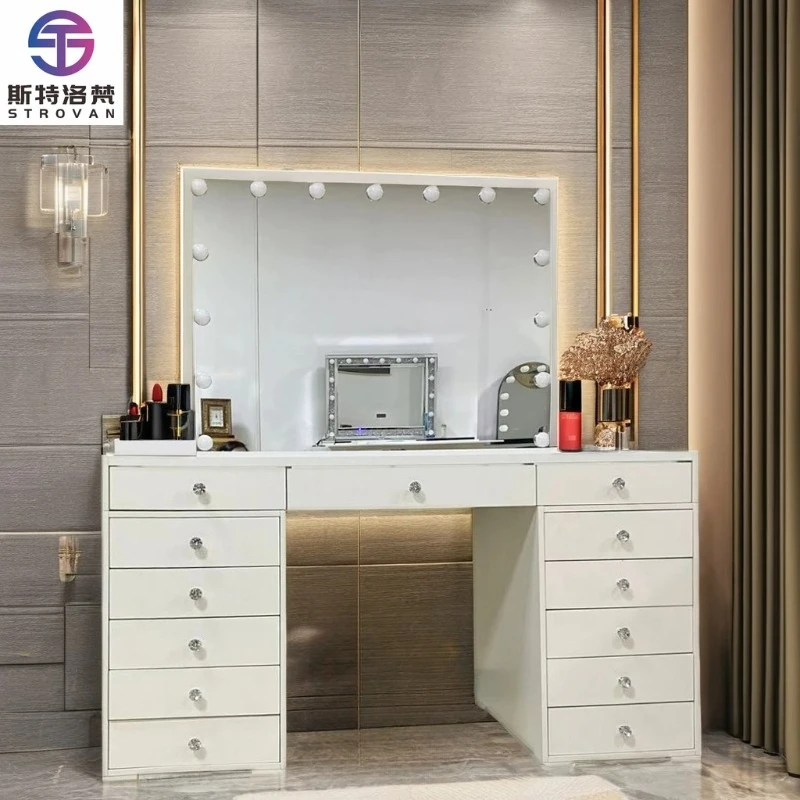 Modern American White Dresser Glass Makeup Vanity Table Mirror Panel Wood Home Hotel Bedroom Dressing Room Furniture Storage
Modern American White Dresser Glass Makeup Vanity Table Mirror Panel Wood Home Hotel Bedroom Dressing Room Furniture Storage