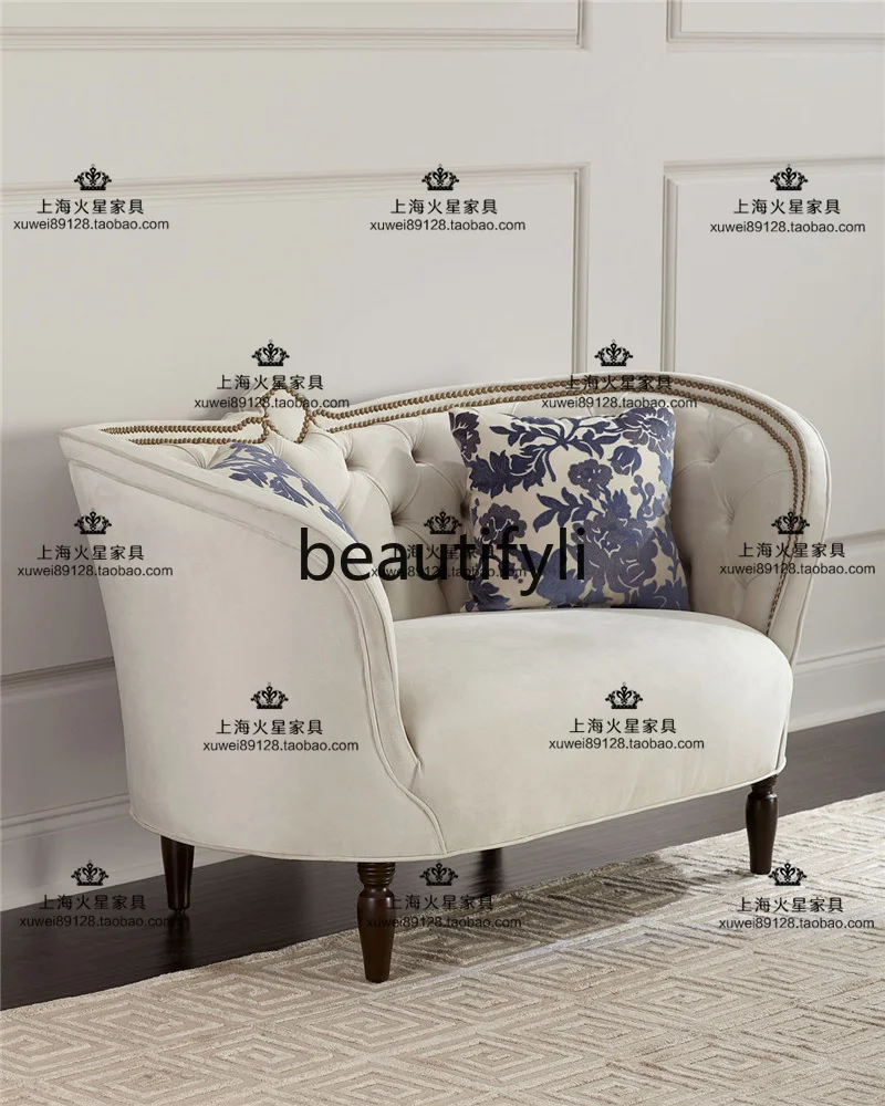 European simple modern velvet large single sofa, American solid wood fabric reception sofa
European simple modern velvet large single sofa, American solid wood fabric reception sofa