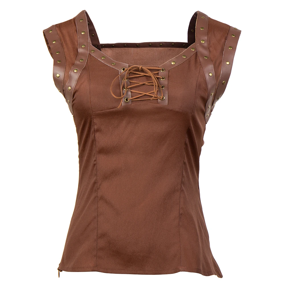 Brown Lace Up Sleeveless Medieval Vintage Vest Women Gothic Fashion Clothing Rock Punk Vest Victorian Style Top Y2k Streetwear
Brown Lace Up Sleeveless Medieval Vintage Vest Women Gothic Fashion Clothing Rock Punk Vest Victorian Style Top Y2k Streetwear