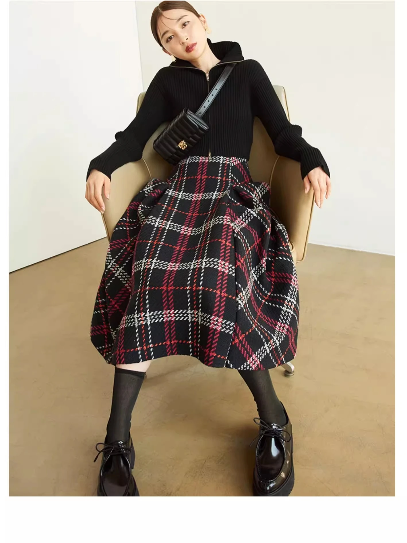 Retro Japanese Style High Waist Midi Plaid Woolen Skirt Women's A-Line Half Body Skirt Autumn Winter New Arrival
Retro Japanese Style High Waist Midi Plaid Woolen Skirt Women's A-Line Half Body Skirt Autumn Winter New Arrival
