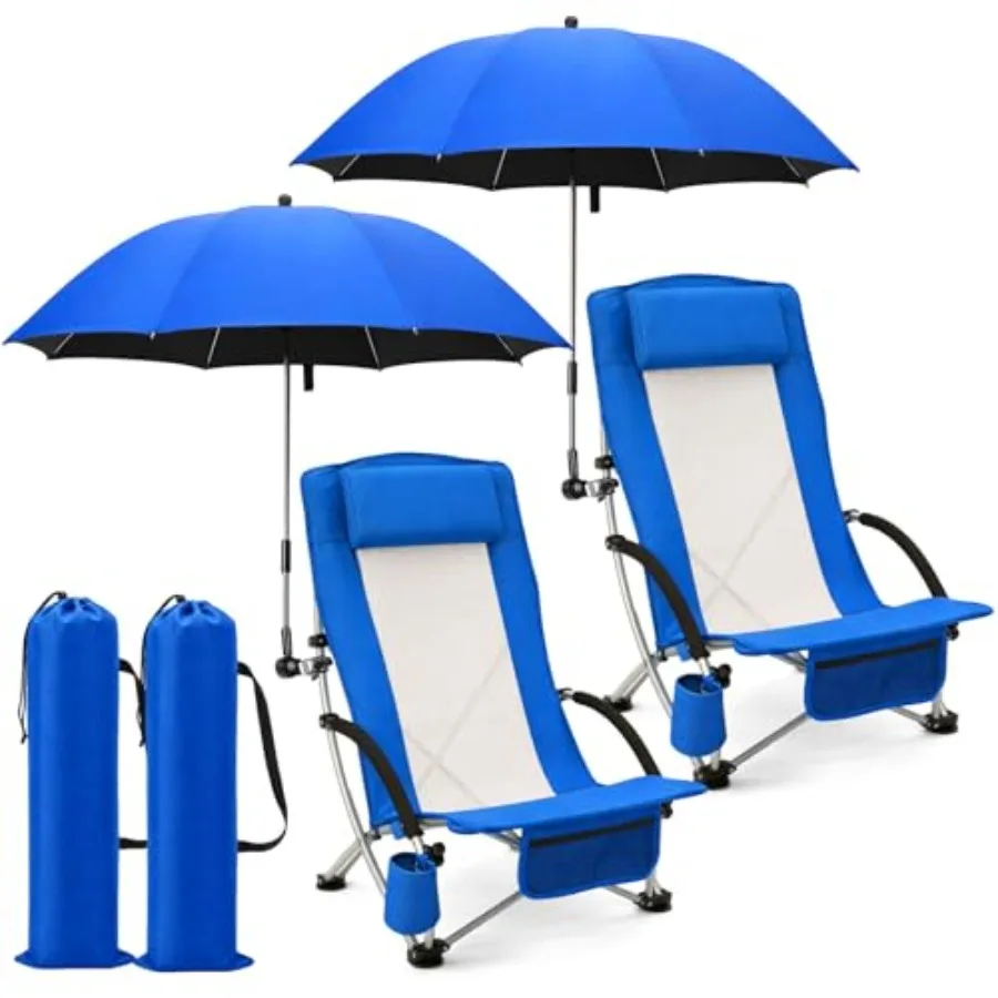 Camping chair set for outdoor travel, mesh back with headrest, ocean blue, lightweight folding design with umbrella, cup holder
Camping chair set for outdoor travel, mesh back with headrest, ocean blue, lightweight folding design with umbrella, cup holder