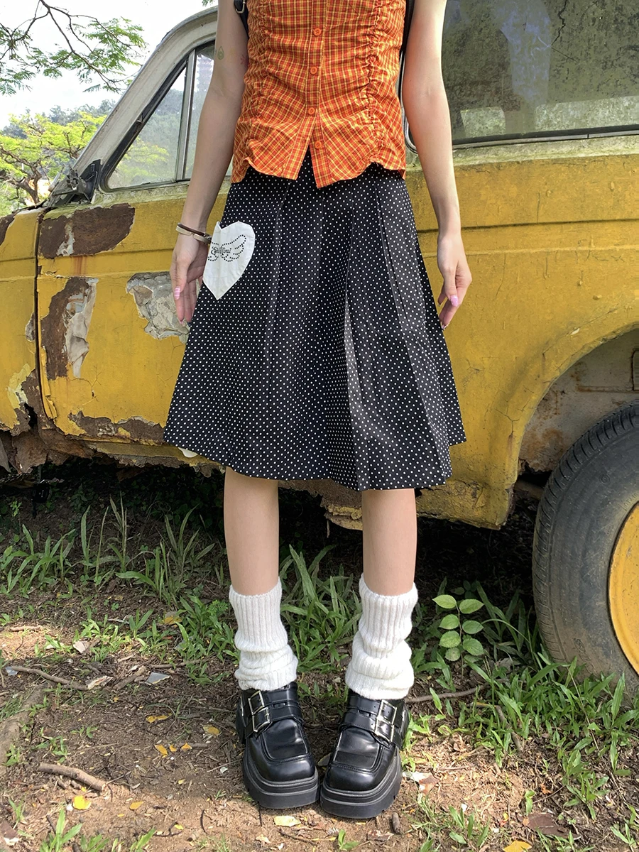 Summer New Polka Dot A-Line Skirt Women's High Waist Slimming School Style Midi Skirt Convenient Love Patch Street Style
Summer New Polka Dot A-Line Skirt Women's High Waist Slimming School Style Midi Skirt Convenient Love Patch Street Style