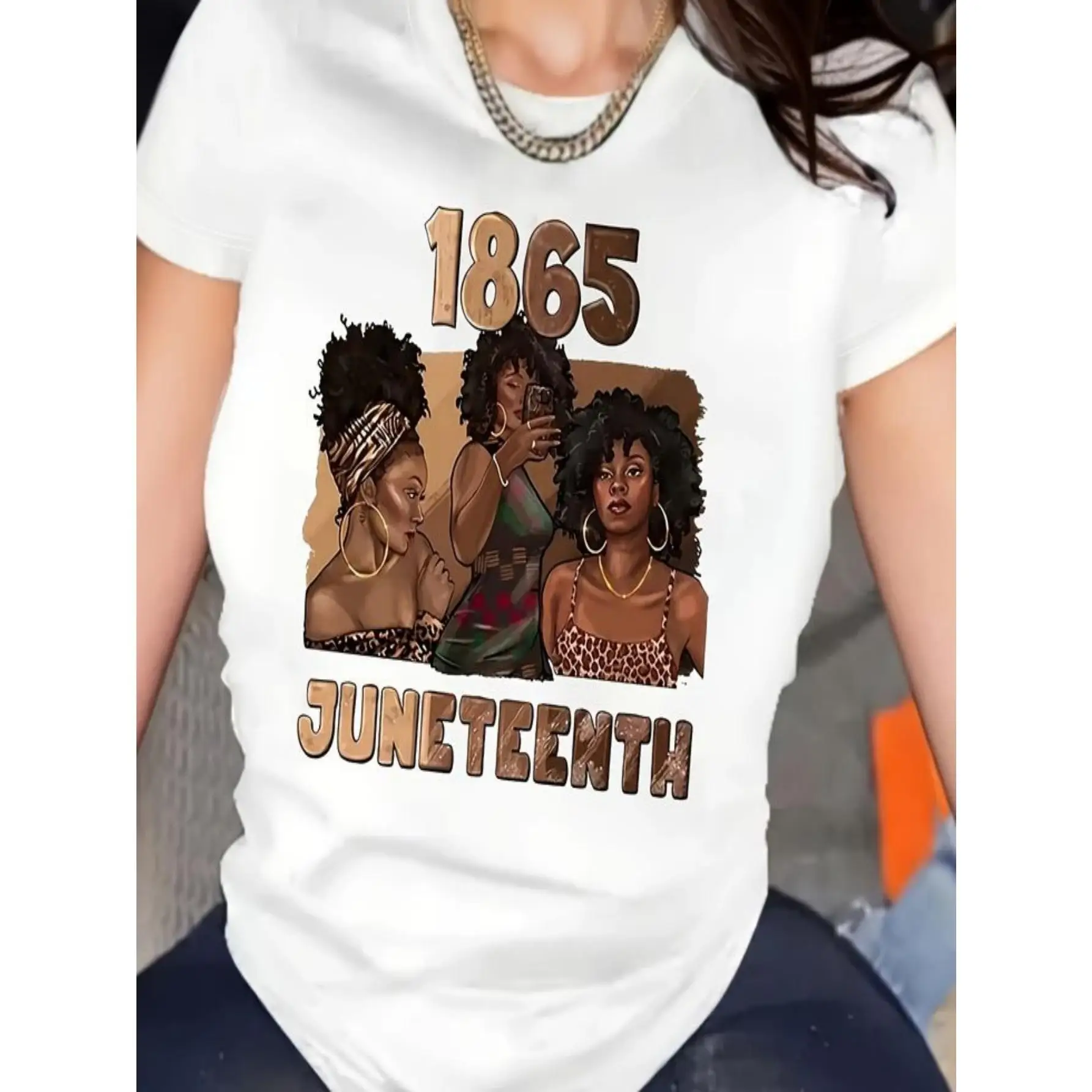 Women's 100% T-Shirt - Breathable Lightweight 180gsm, African American Women Juneteenth Celebration Print with 1865 & Juneteenth
Women's 100% T-Shirt - Breathable Lightweight 180gsm, African American Women Juneteenth Celebration Print with 1865 & Juneteenth