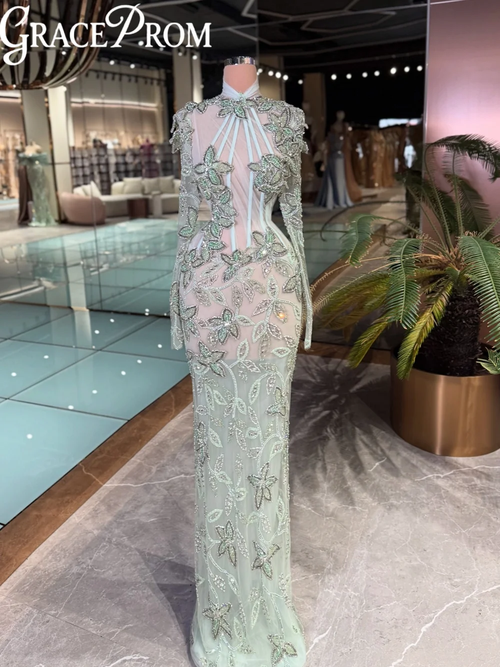 Mint Green Luxury Crystal Evening Dress Stylish Illusion Straight Long Wedding Party Gown Customized Glamorous Prom Dresses
Mint Green Luxury Crystal Evening Dress Stylish Illusion Straight Long Wedding Party Gown Customized Glamorous Prom Dresses
