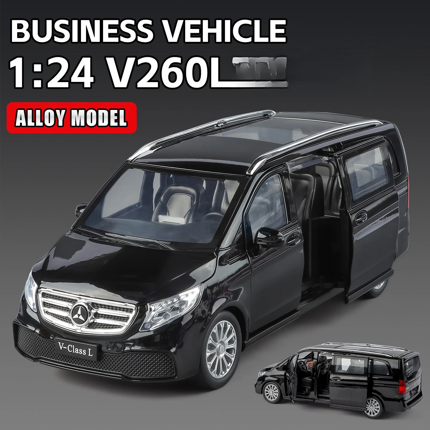 Simulation 1 to 24 large V260L alloy business car model ornament toy wholesale delivery
Simulation 1 to 24 large V260L alloy business car model ornament toy wholesale delivery