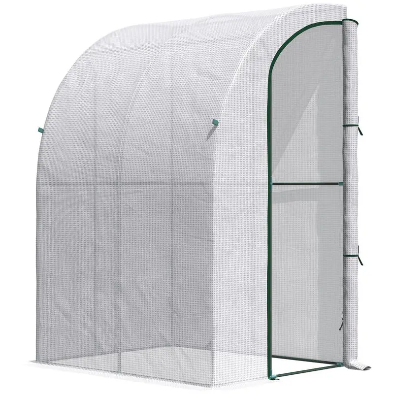 5' x 4' x 7' Outdoor Lean to Greenhouse, Walk-In Green House Plant Nursery with Roll-up Window, PE Cover, White
5' x 4' x 7' Outdoor Lean to Greenhouse, Walk-In Green House Plant Nursery with Roll-up Window, PE Cover, White