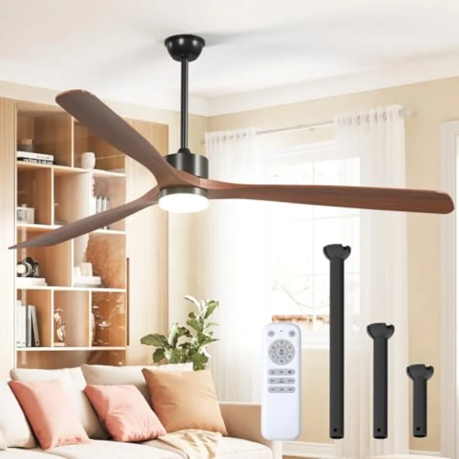 Indoor/Outdoor ceiling fan for bedroom, living room, gazebo, patio: black walnut wood blades, 80 inch, reversible, 6 speeds, 3C
Indoor/Outdoor ceiling fan for bedroom, living room, gazebo, patio: black walnut wood blades, 80 inch, reversible, 6 speeds, 3C