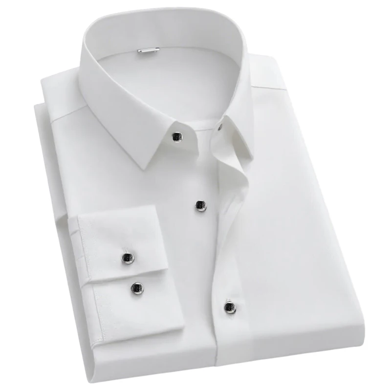 Men's Solid White Long-sleeve Dress Shirt with Breathable Button-down Collar, Perfect for High-profile Business Events
Men's Solid White Long-sleeve Dress Shirt with Breathable Button-down Collar, Perfect for High-profile Business Events