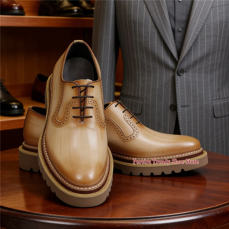 British Style Thick Soled Cowhide Business Dress Shoes Apricot Mixed Colors Genuine Leather Loafers Men's Party Wedding Shoes
British Style Thick Soled Cowhide Business Dress Shoes Apricot Mixed Colors Genuine Leather Loafers Men's Party Wedding Shoes