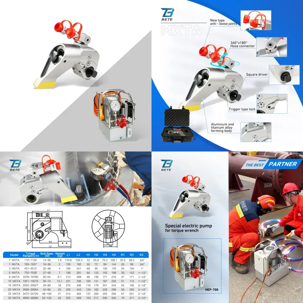 8MXTA 70Mpa 1078 to 10780 Nm Adjustable Hydraulic Torque Wrench Tool
8MXTA 70Mpa 1078 to 10780 Nm Adjustable Hydraulic Torque Wrench Tool