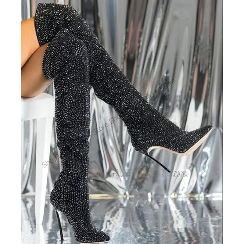 Black Rhinestone Decor Giltter Pointed Toe Boots Side Zipper Women Shoes Thin High Heels Fashion Runway 2023 Zapatos Para Mujere
Black Rhinestone Decor Giltter Pointed Toe Boots Side Zipper Women Shoes Thin High Heels Fashion Runway 2023 Zapatos Para Mujere