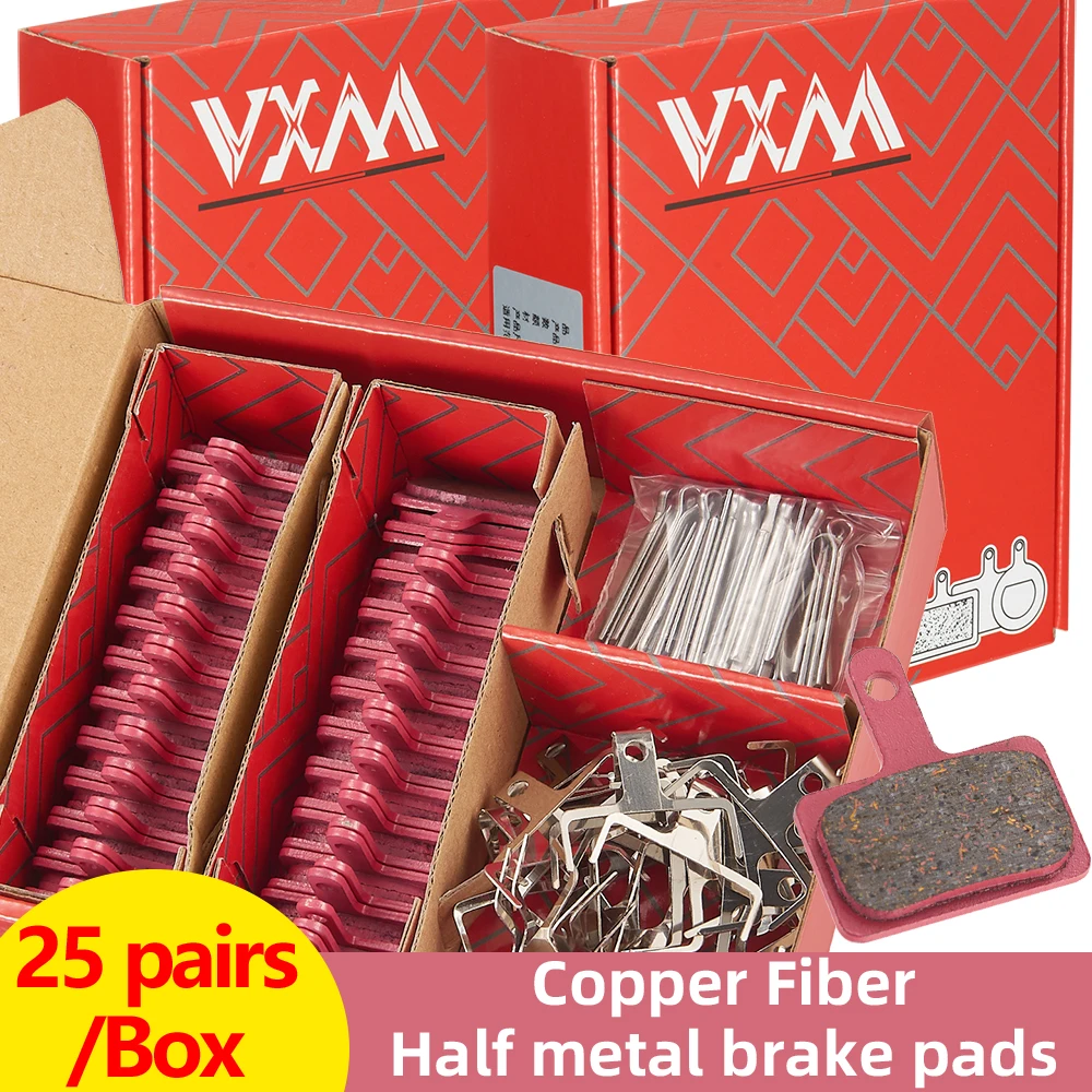 25PCS VXM Copper Fiber Brake Pads Half Metal Bicycle Disc Brake Pads for Mountain Road Bike Cycling Accessories Universal
25PCS VXM Copper Fiber Brake Pads Half Metal Bicycle Disc Brake Pads for Mountain Road Bike Cycling Accessories Universal