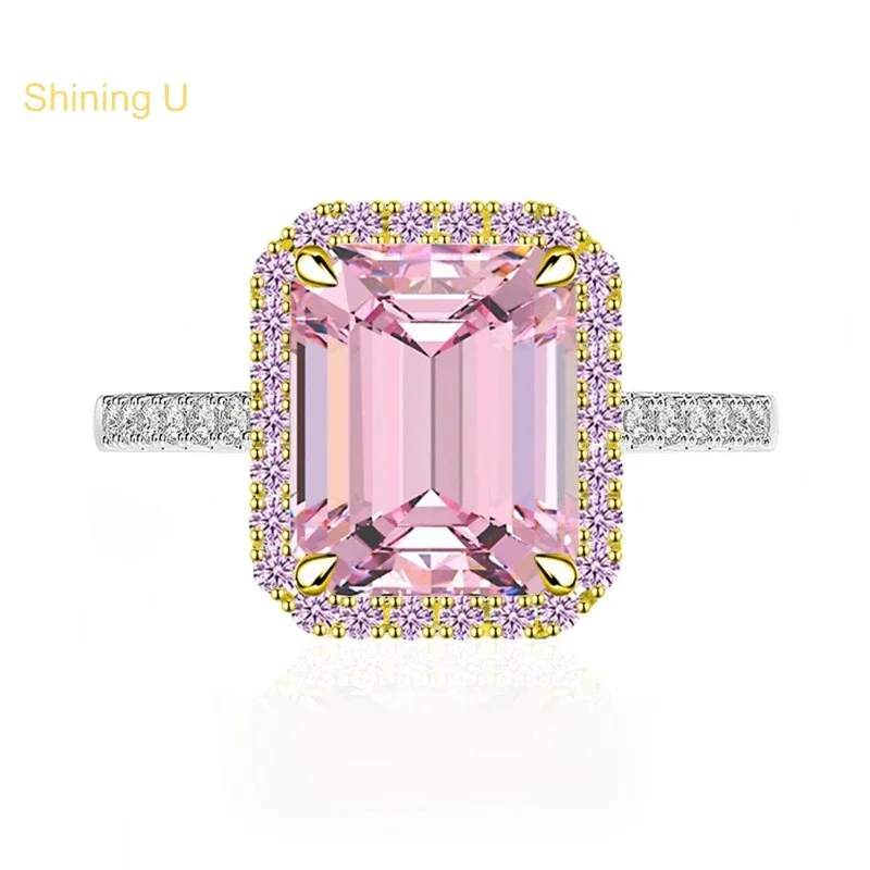 Shining U S925 Silver 5.5ct Pink Yellow Gems 8*10mm Ring for Women Fine Jewelry Engagement Gift
Shining U S925 Silver 5.5ct Pink Yellow Gems 8*10mm Ring for Women Fine Jewelry Engagement Gift