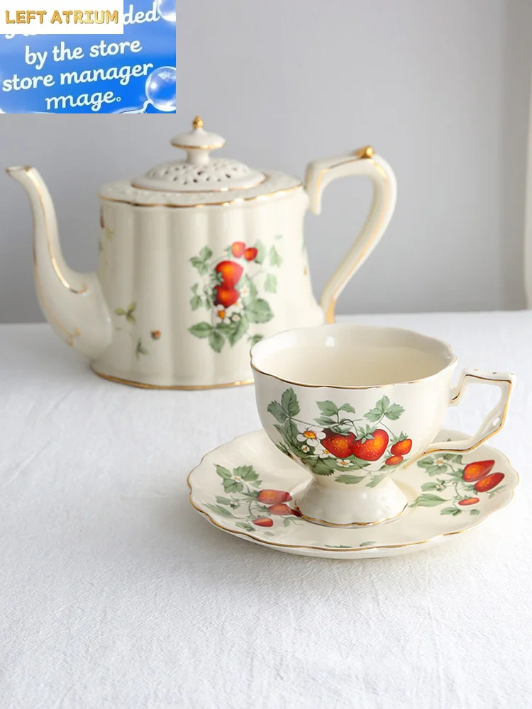 French Strawberry Teapot Coffee Cup and Saucer Set, Dessert Plate, Ceramic European Afternoon Tea for Party, Home Decoration
French Strawberry Teapot Coffee Cup and Saucer Set, Dessert Plate, Ceramic European Afternoon Tea for Party, Home Decoration