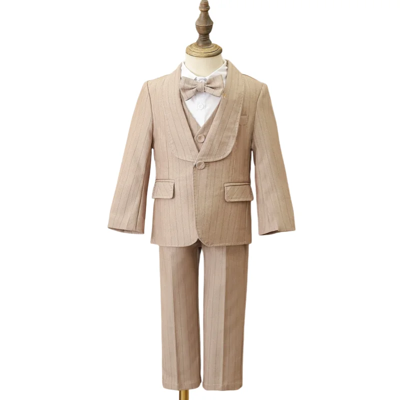 Children Luxurious Khaki Jacket Vest Pants Bowtie 4Pieces Wedding Outfit Set Boys Formal Piano Host Ceremony Photograph Suit
Children Luxurious Khaki Jacket Vest Pants Bowtie 4Pieces Wedding Outfit Set Boys Formal Piano Host Ceremony Photograph Suit