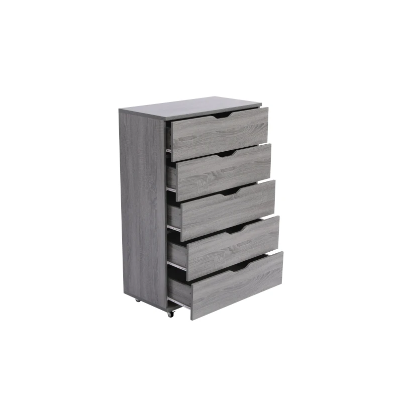 Gray 5-Drawer Dresser with Wheels – Modern Storage Cabinet
Gray 5-Drawer Dresser with Wheels – Modern Storage Cabinet