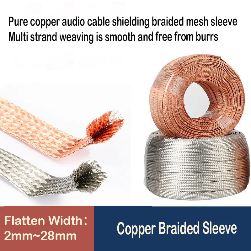 Плетеный рукав из луженой меди | Расширяемая экранированная металлическая оболочка 2–28 мм для экранирования сигнального кабеля
Плетеный рукав из луженой меди | Расширяемая экранированная металлическая оболочка 2–28 мм для экранирования сигнального кабеля