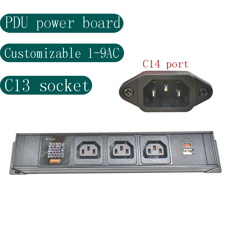 Aluminum alloy shell high-power C13 socket C14 port 1-10AC, with ammeter TPC charging, no need for extension cord
Aluminum alloy shell high-power C13 socket C14 port 1-10AC, with ammeter TPC charging, no need for extension cord