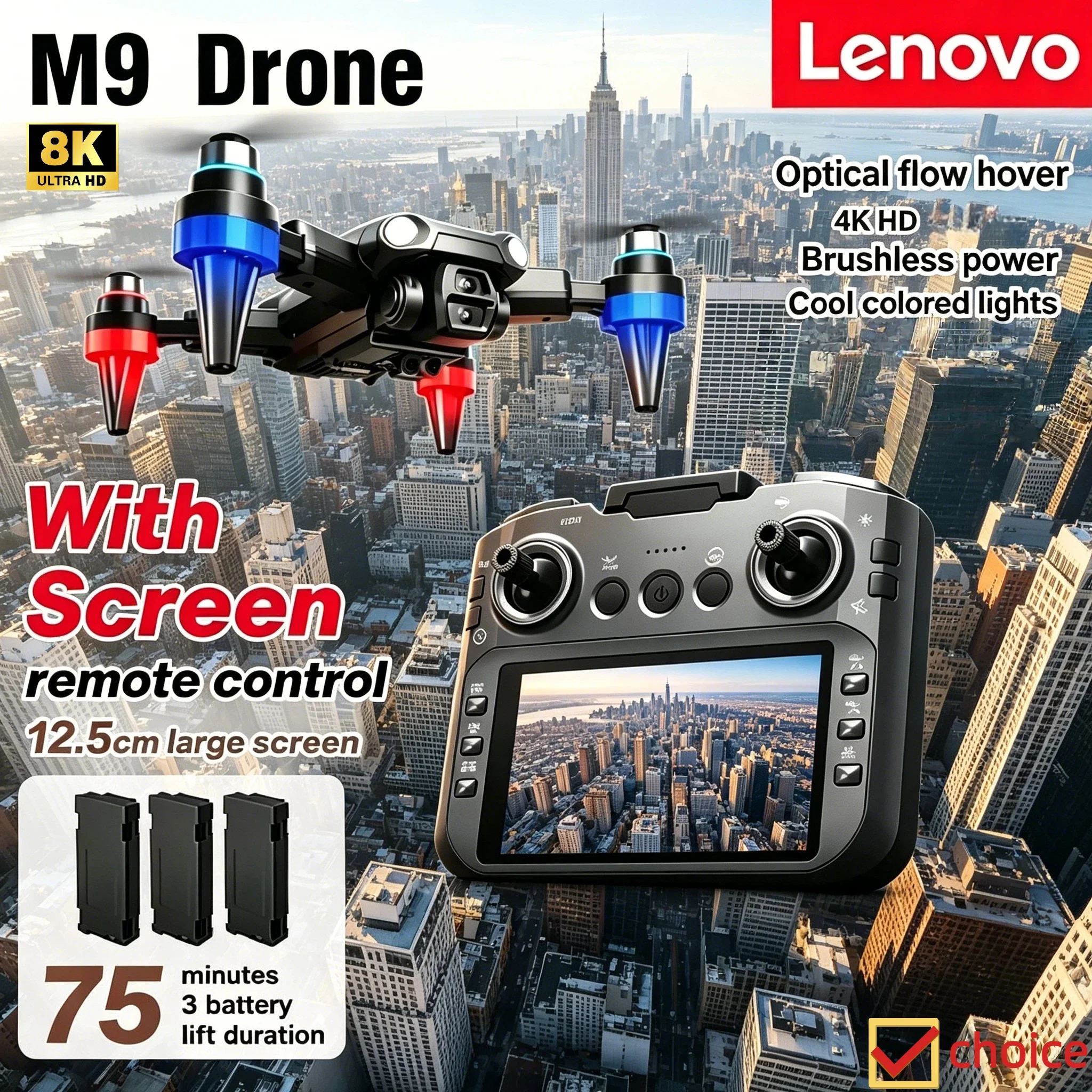 Lenovo M9 4K GPS Drone Brushless Motor Foldable HD Dual Camera 5G RC Quadcopter Hovering Professional Aerial Photography Gift
Lenovo M9 4K GPS Drone Brushless Motor Foldable HD Dual Camera 5G RC Quadcopter Hovering Professional Aerial Photography Gift