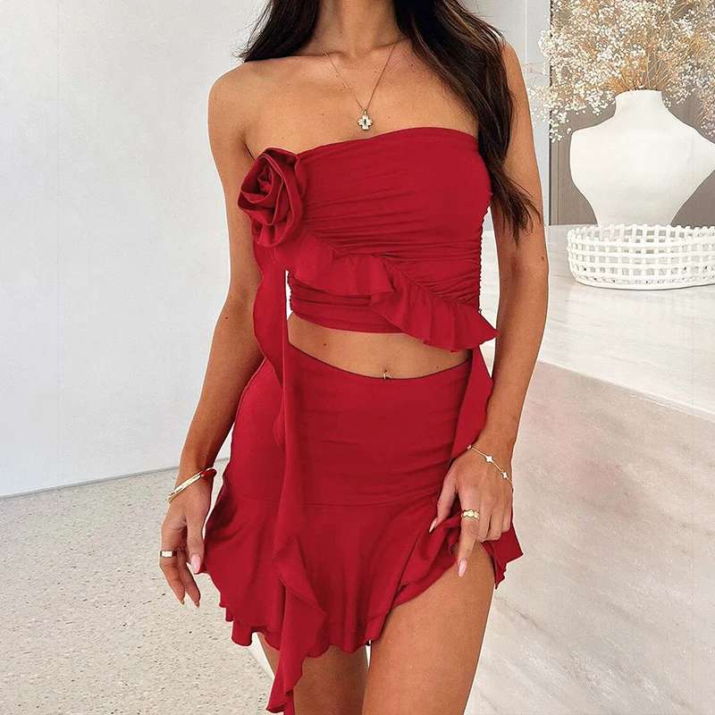 Tuularose Ruffled Skirt Two-Piece Set Women's Irregular Pleated Sleeveless Slim Top High Waist Skirt Suit Female Fashion Suit
Tuularose Ruffled Skirt Two-Piece Set Women's Irregular Pleated Sleeveless Slim Top High Waist Skirt Suit Female Fashion Suit