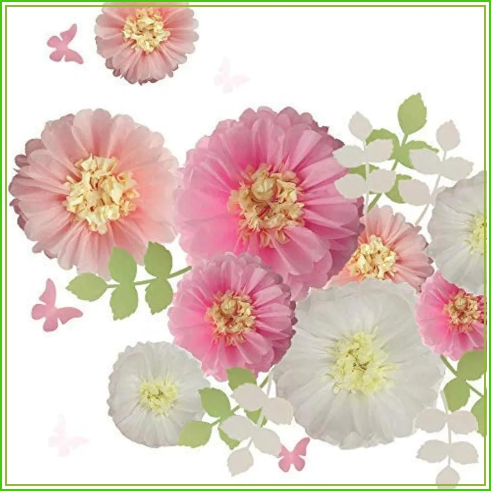 Chrysanthemum Tissue Paper Pom Poms with Butterfly & Olive Leaves for Wedding Baby Shower Nursery Party Decorations
Chrysanthemum Tissue Paper Pom Poms with Butterfly & Olive Leaves for Wedding Baby Shower Nursery Party Decorations