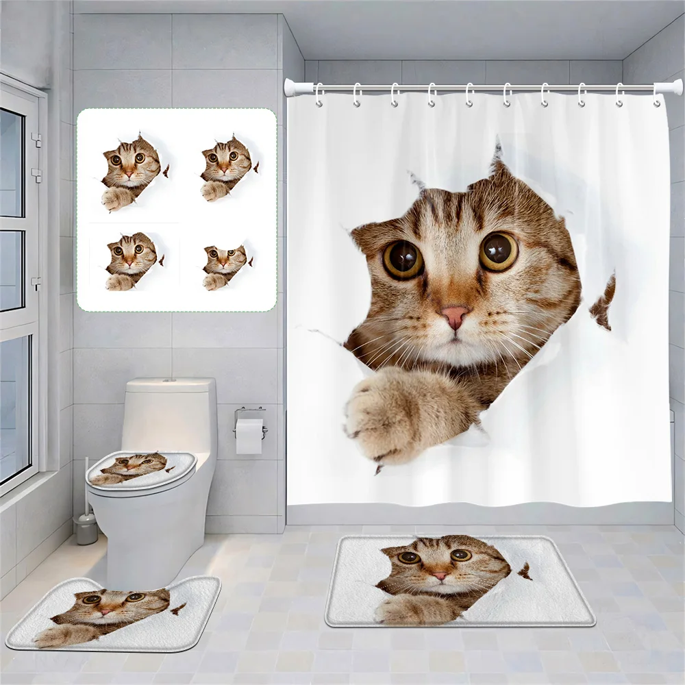 Занавеска для душа с принтом на тему животных, костюм из полиэстера, влагостойкая занавеска для ванной комнаты, аксессуары для ванной комнаты, нескользящий напольный коврик
Занавеска для душа с принтом на тему животных, костюм из полиэстера, влагостойкая занавеска для ванной комнаты, аксессуары для ванной комнаты, нескользящий напольный коврик