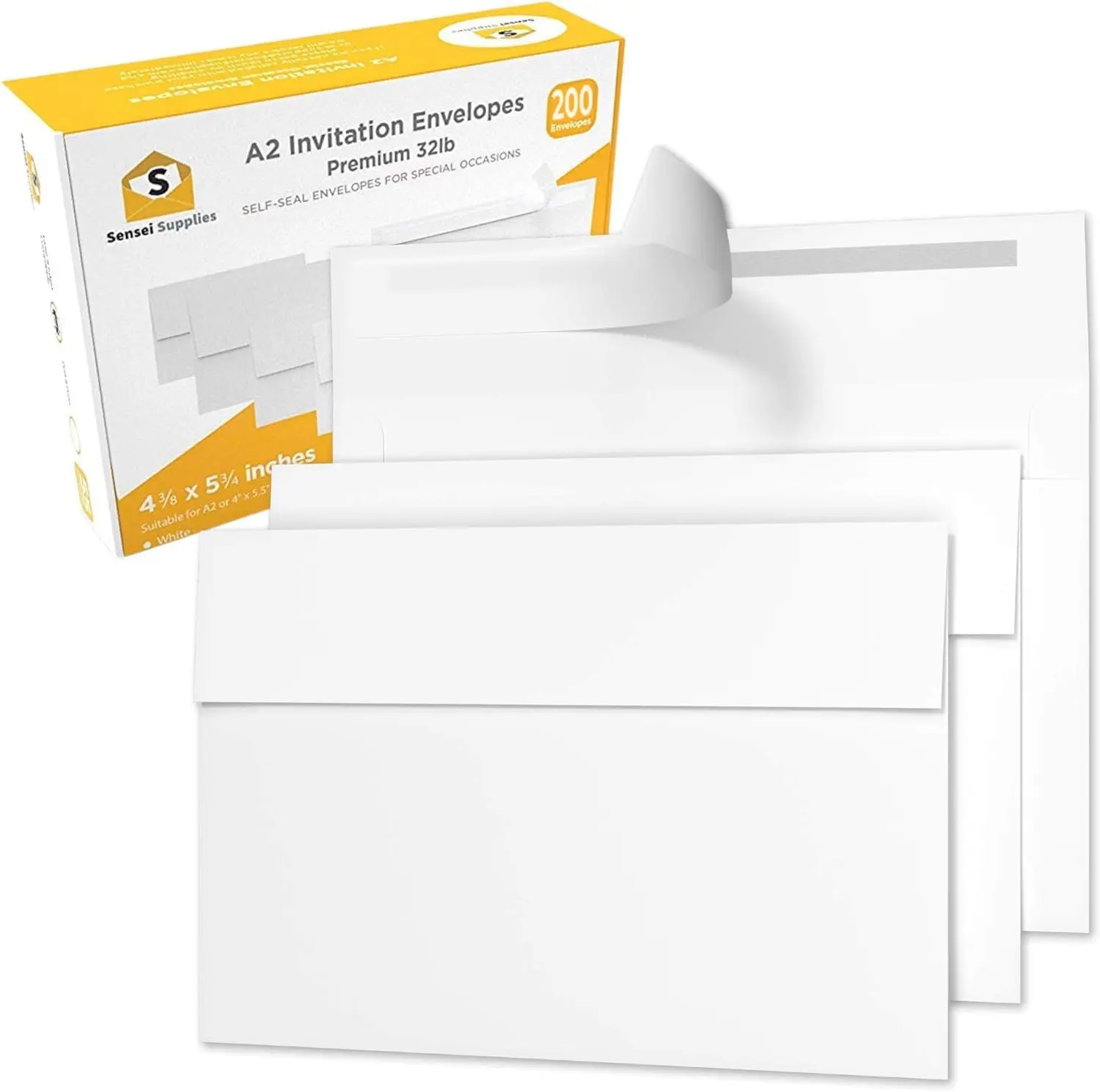 200 A2 White Invitation Envelopes, 4.375x5.75 in, Peel & Seal, for Wedding, RSVP, Cards
200 A2 White Invitation Envelopes, 4.375x5.75 in, Peel & Seal, for Wedding, RSVP, Cards