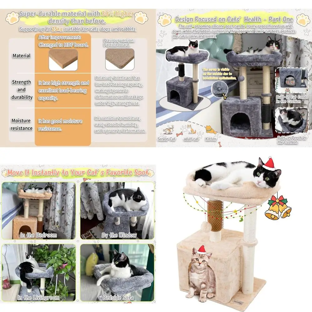 Кошачий дерево-башня среднего размера бежевого цвета с лежанкой-пещерой, стойкой для когтей и интерактивным мячиком для котят и взрослых кошек
Кошачий дерево-башня среднего размера бежевого цвета с лежанкой-пещерой, стойкой для когтей и интерактивным мячиком для котят и взрослых кошек